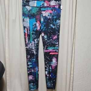 Fila Multicolor Graphic Leggings - Black, Blue, Pink, Teal